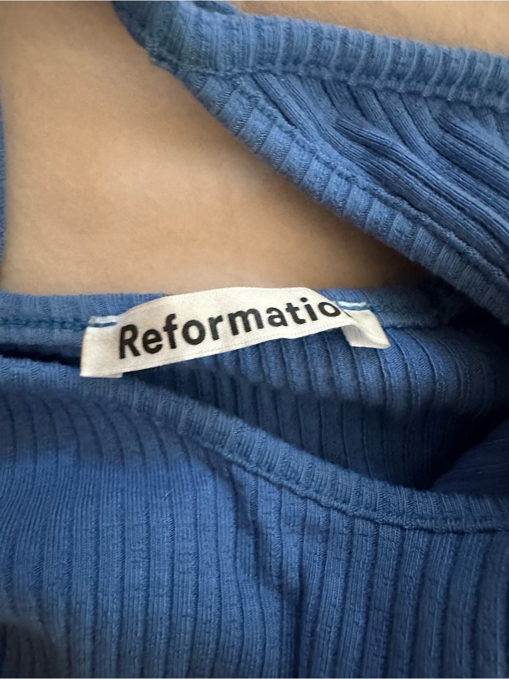 Reformation Blue Ribbed Tank Top - Picture 5 of 7